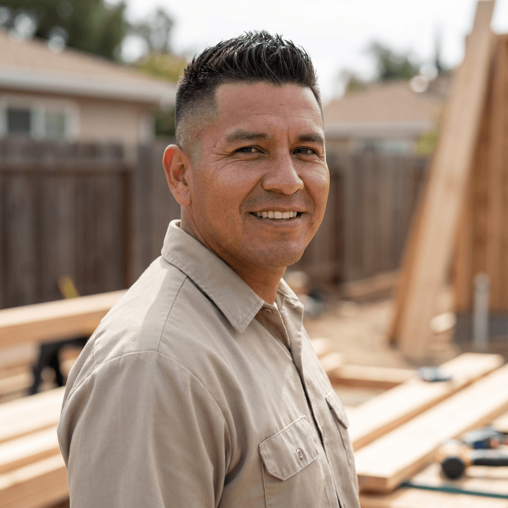 Michael Torres, homeowner satisfied with deck and exterior painting