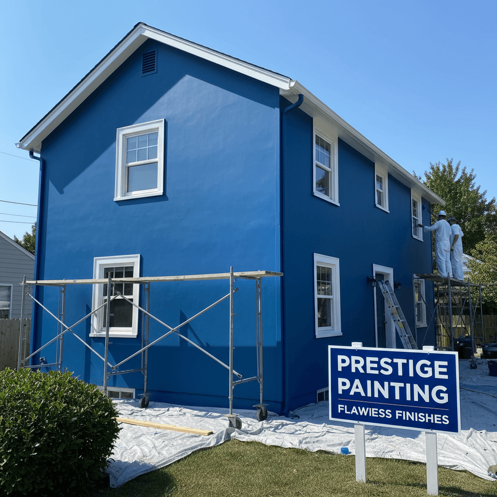 Freshly painted home exterior with smooth, even color application and clean finish