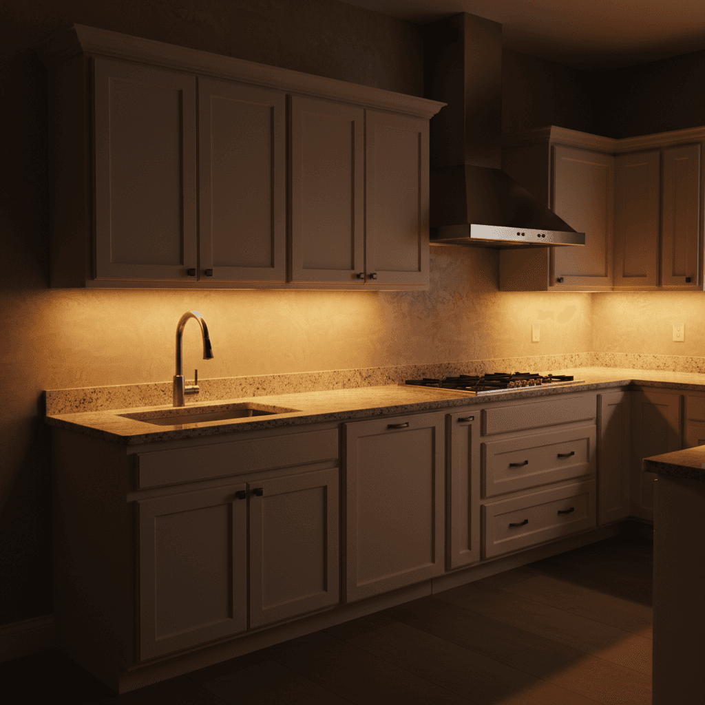 Kitchen with warm neutral wall paint and cream cabinets