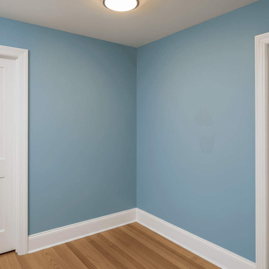 Interior hallway with perfectly masked edges and consistent paint application