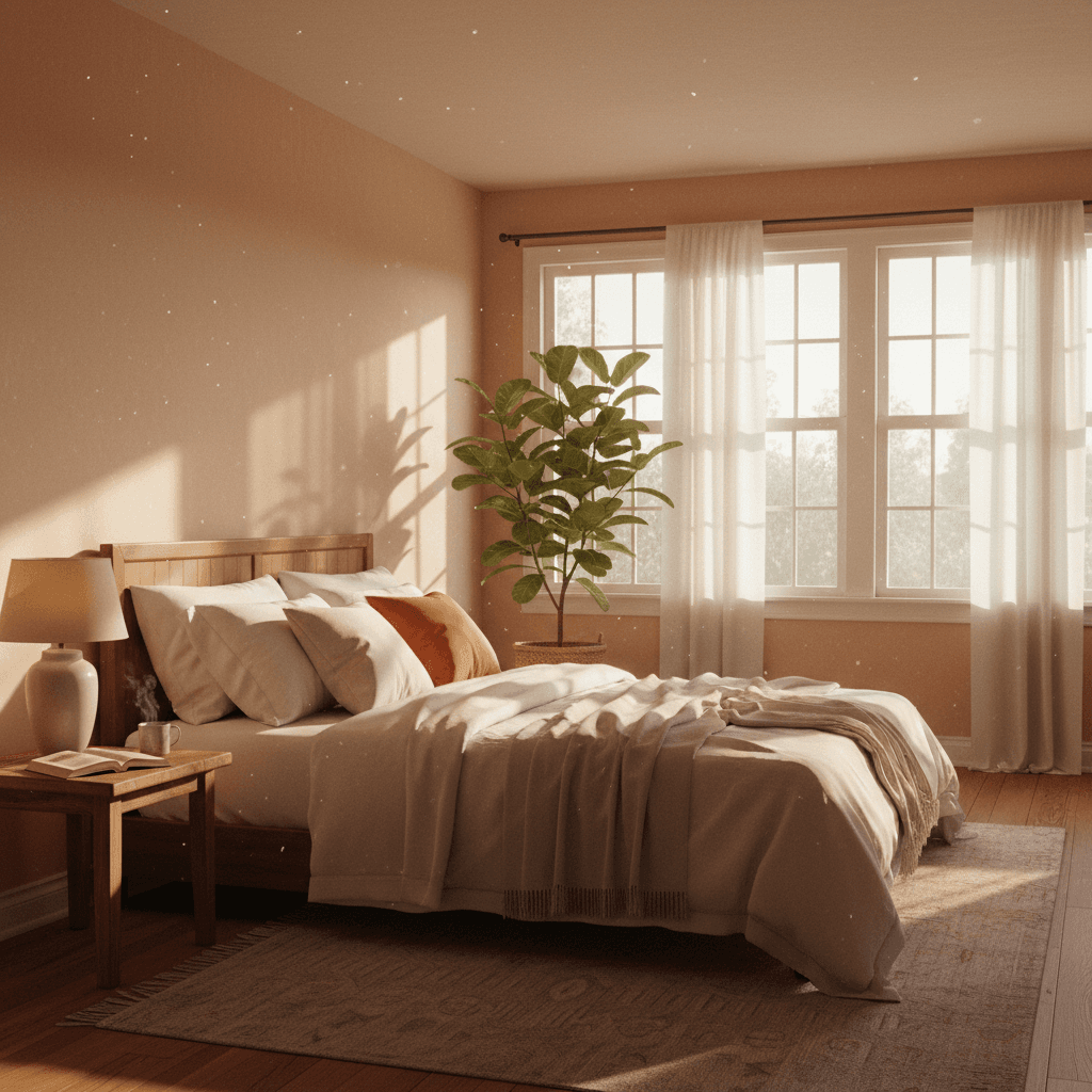 Warm sunlight filling a room from south-facing windows