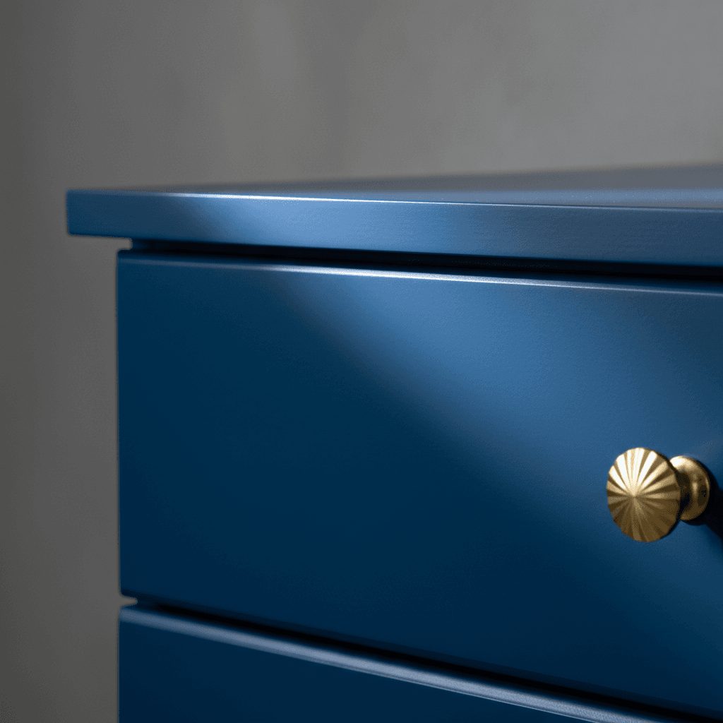 Close-up detail of smooth, professional cabinet paint finish
