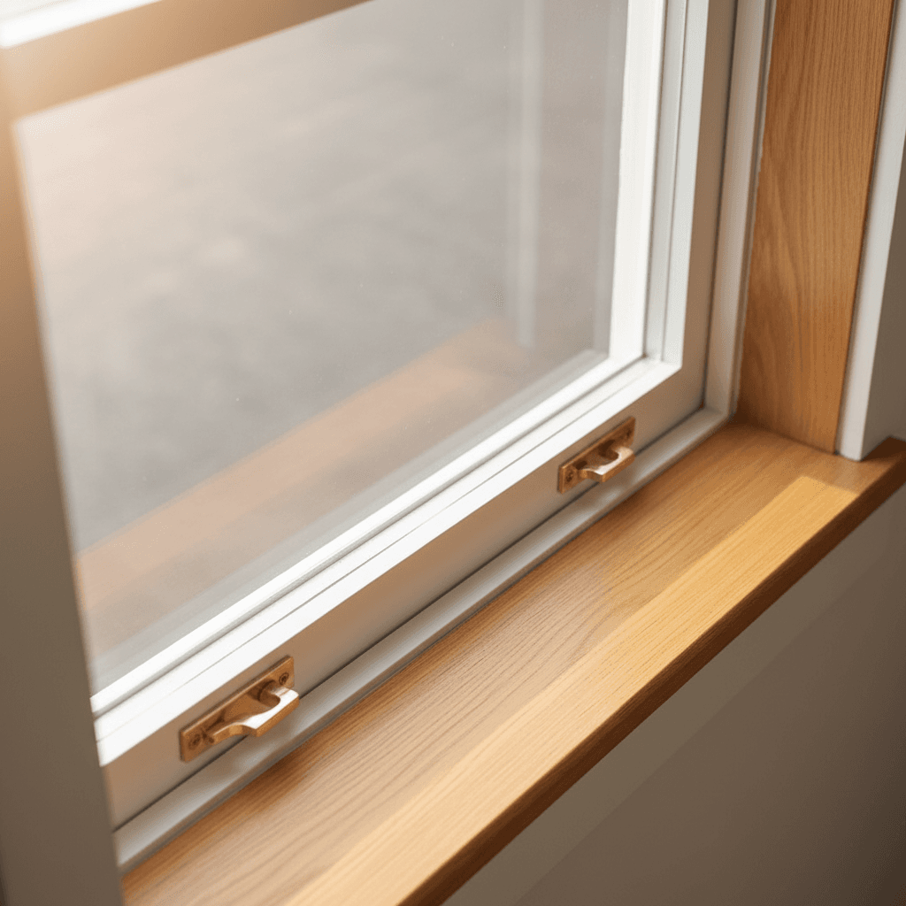 Freshly painted wooden window frame with smooth white finish