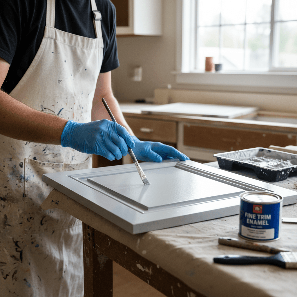 Cabinet refinishing and detailed trim work