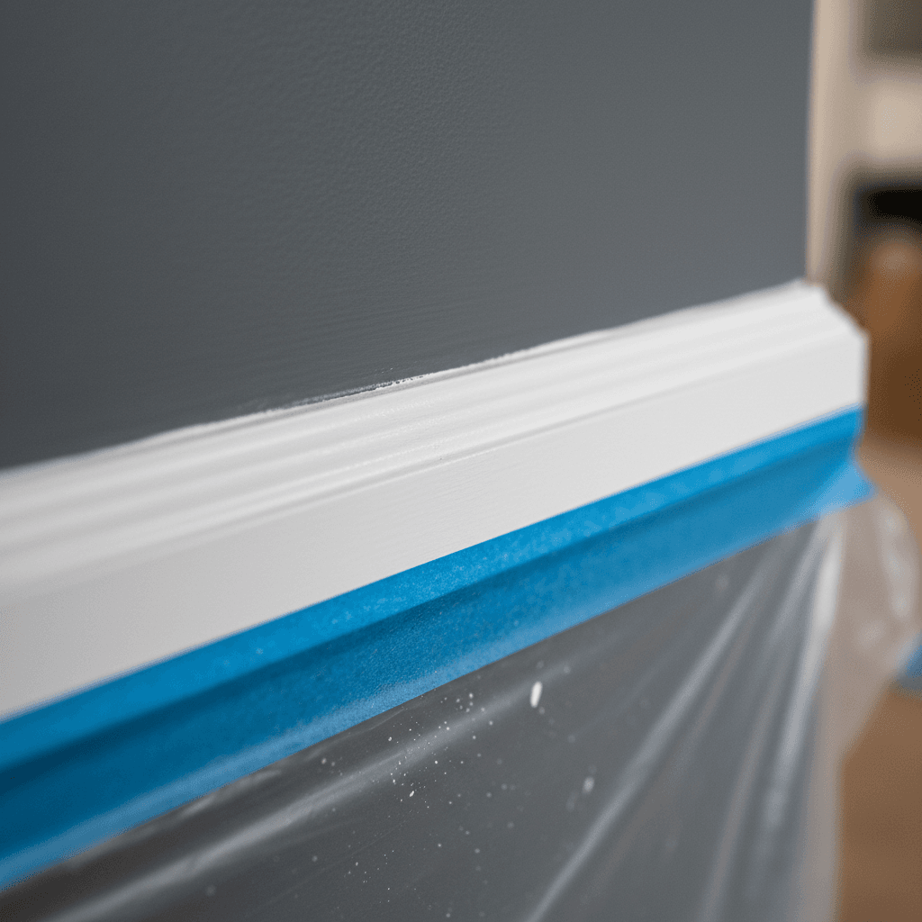 Close-up of painted trim with crisp edge and smooth professional application