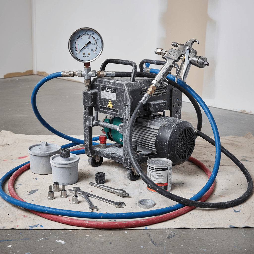 Complete professional painting equipment and spray rig setup