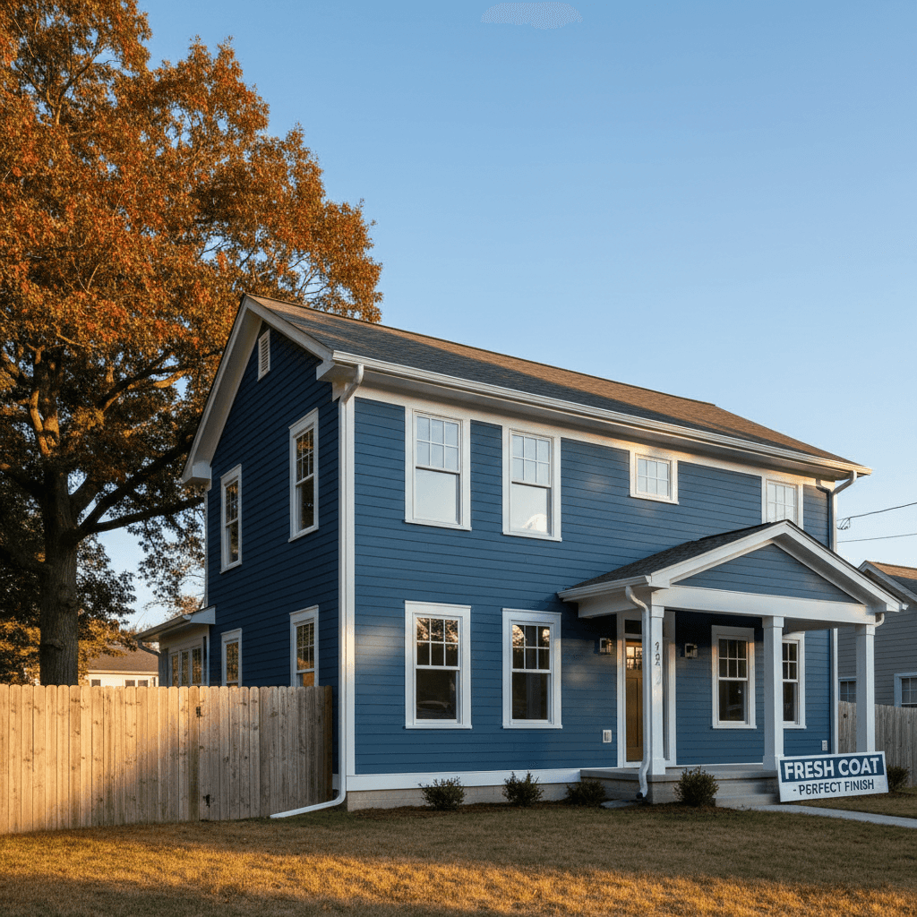 Professional exterior paint applied during optimal weather window